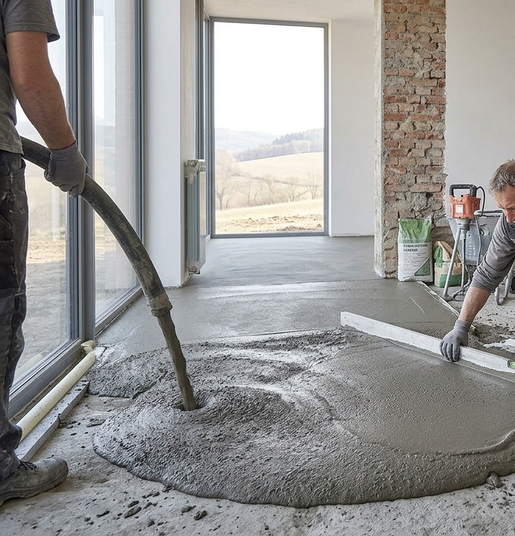 Cementový hladený poter na podlahu